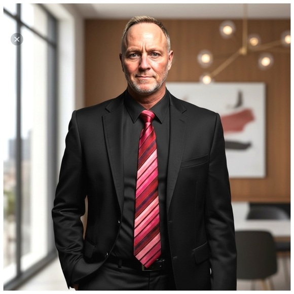 Salvatore Ferragamo Men’s Silk Necktie. Red, Purple, Pink. - Picture 3 of 12